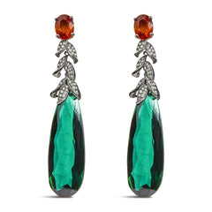 18K Gold 1/2 Cttw Diamond and Green Quartz Art Deco Dangle Earrings (VS1-VS2 Clarity) - Sable Gold