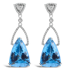 14K Gold Drop Earrings - 4/5 Cttw Diamond Blue Topaz (VS2-SI1 Clarity) - Sable Gold