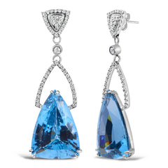 14K Gold Drop Earrings - 4/5 Cttw Diamond Blue Topaz (VS2-SI1 Clarity) - Sable Gold