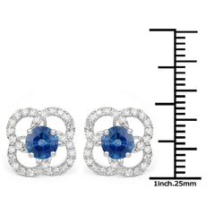 1.96 Carat Genuine Blue Sapphire and White Diamond 14K White Gold Earrings (F Color, SI Clarity) - Sable Gold