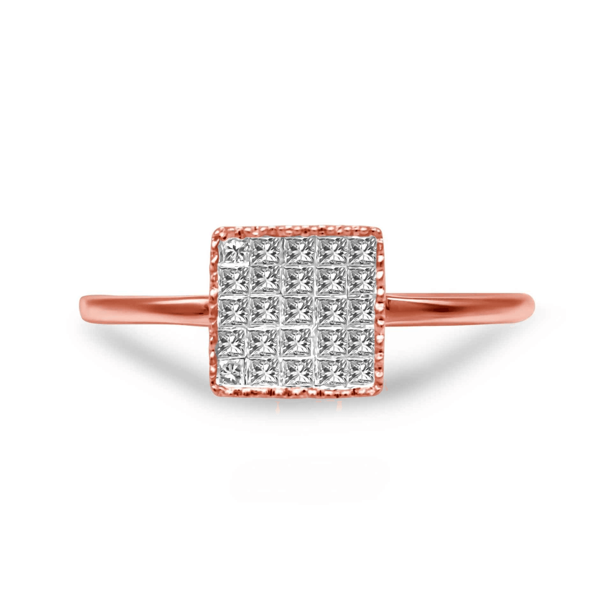 10K Rose Gold Princess Cut Diamond Ring for Women (1/3 Cttw, H-I Color, I1-I2 Clarity) - Sable Gold