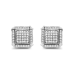 Elegant 10K White Gold Diamond Halo Stud Earrings | 1.0 Cttw (H-I Color, I1-I2 Clarity) - Sable Gold