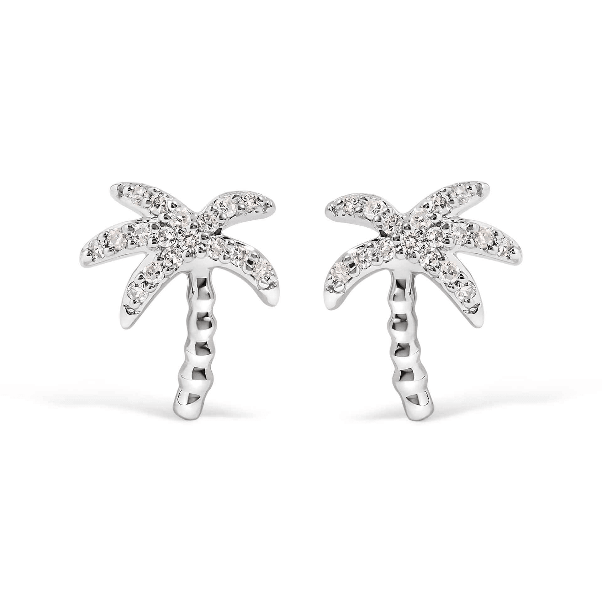 10K White Gold Diamond Palm Tree Stud Earrings - 1/10 cttw - Sable Gold