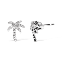 10K White Gold Diamond Palm Tree Stud Earrings - 1/10 cttw - Sable Gold