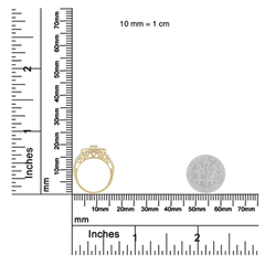 10K Yellow Gold 1.0 Cttw Diamond Vintage Inspired Baguette-Cut Double Halo Emerald-Shaped Frame Cocktail Ring - Sable Gold