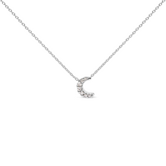 10K White Gold Diamond Accented Crescent Moon Pendant Necklace, 18" (H-I Color, I1-I2 Clarity)