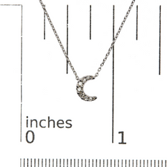 10K White Gold Diamond Accented Crescent Moon Pendant Necklace, 18" (H-I Color, I1-I2 Clarity)