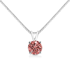 Elegant 10K White Gold Lab-Grown Blue Diamond Solitaire Pendant Necklace - 18" - VS2-SI1 Clarity, Round Brilliant Cut