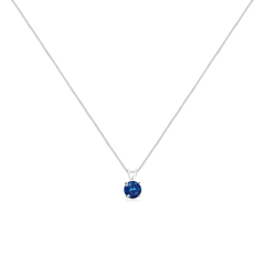 Elegant 10K White Gold Lab-Grown Blue Diamond Solitaire Pendant Necklace - 18" - VS2-SI1 Clarity, Round Brilliant Cut