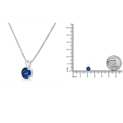 Elegant 10K White Gold Lab-Grown Blue Diamond Solitaire Pendant Necklace - 18" - VS2-SI1 Clarity, Round Brilliant Cut