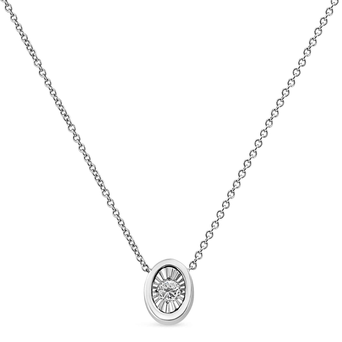 10K White Gold 1/10 Cttw Diamond Pendant Necklace - Miracle Set Round-Cut Diamond, 18" Chain, Various Shapes