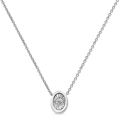 10K White Gold 1/10 Cttw Diamond Pendant Necklace - Miracle Set Round-Cut Diamond, 18" Chain, Various Shapes