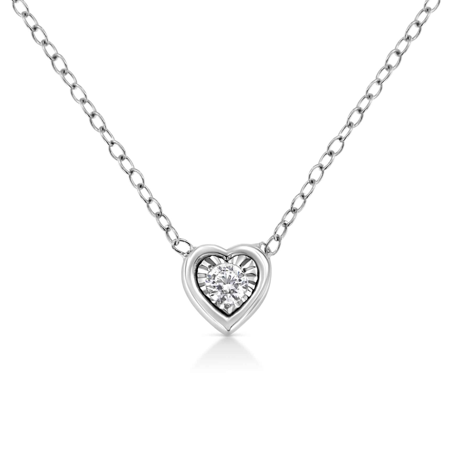 10K White Gold 1/10 Cttw Diamond Pendant Necklace - Miracle Set Round-Cut Diamond, 18" Chain, Various Shapes