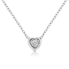 10K White Gold 1/10 Cttw Diamond Pendant Necklace - Miracle Set Round-Cut Diamond, 18" Chain, Various Shapes