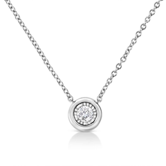 10K White Gold 1/10 Cttw Diamond Pendant Necklace - Miracle Set Round-Cut Diamond, 18" Chain, Various Shapes