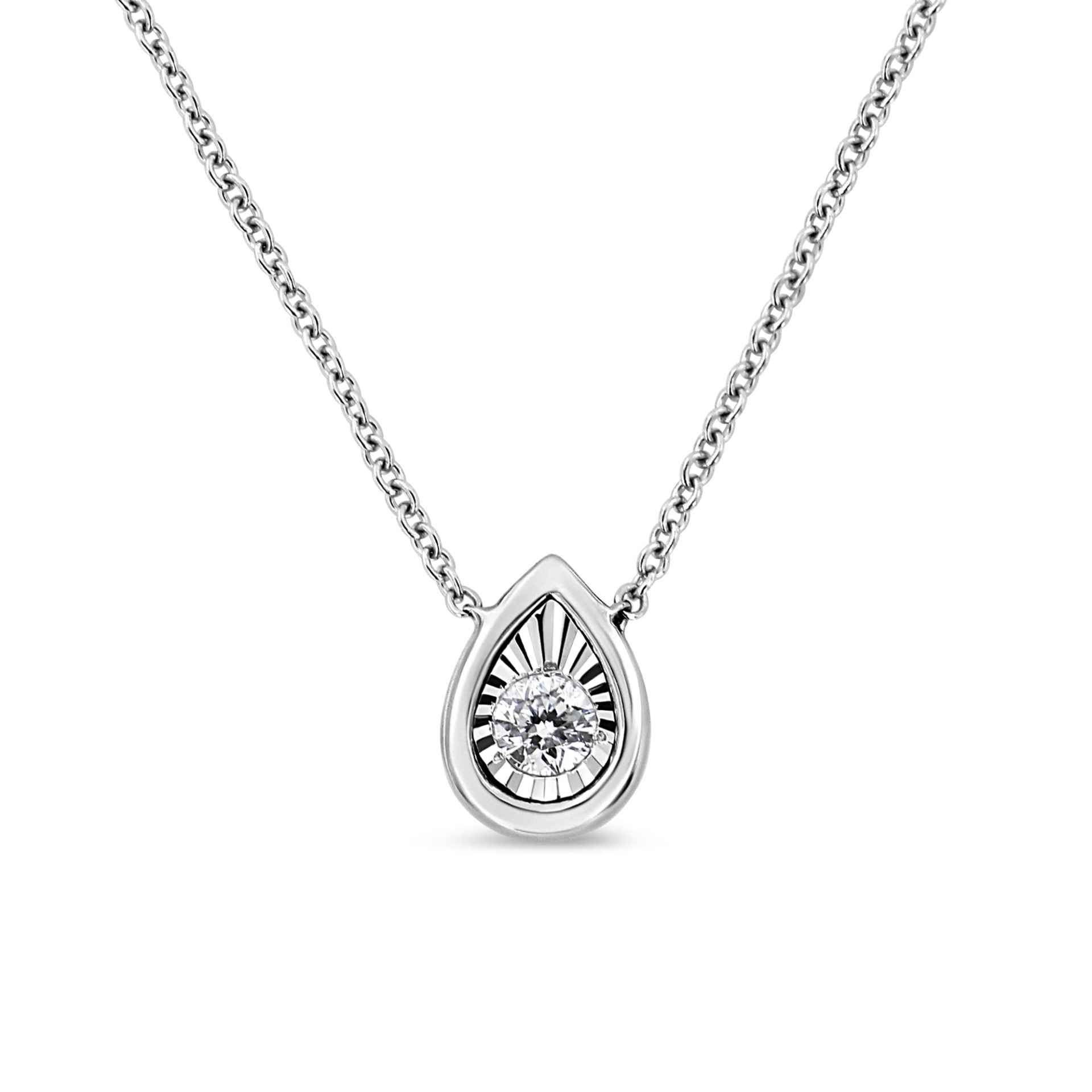 10K White Gold 1/10 Cttw Diamond Pendant Necklace - Miracle Set Round-Cut Diamond, 18" Chain, Various Shapes