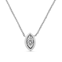 10K White Gold 1/10 Cttw Diamond Pendant Necklace - Miracle Set Round-Cut Diamond, 18" Chain, Various Shapes