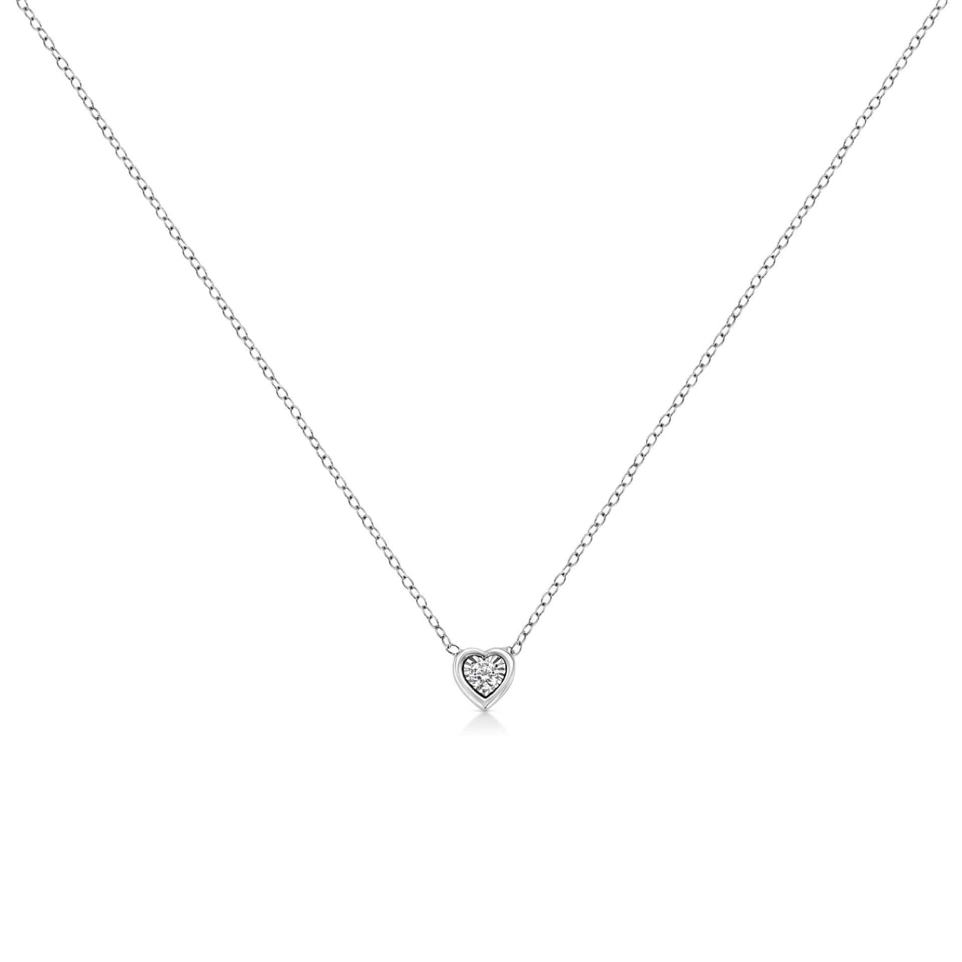 10K White Gold 1/10 Cttw Diamond Pendant Necklace - Miracle Set Round-Cut Diamond, 18" Chain, Various Shapes