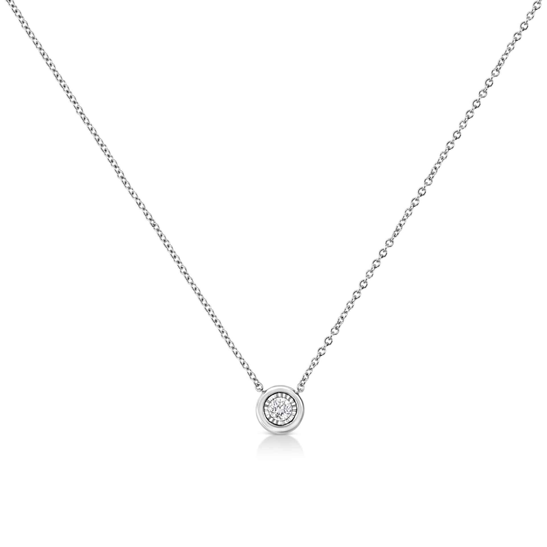 10K White Gold 1/10 Cttw Diamond Pendant Necklace - Miracle Set Round-Cut Diamond, 18" Chain, Various Shapes