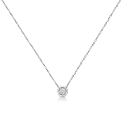 10K White Gold 1/10 Cttw Diamond Pendant Necklace - Miracle Set Round-Cut Diamond, 18" Chain, Various Shapes