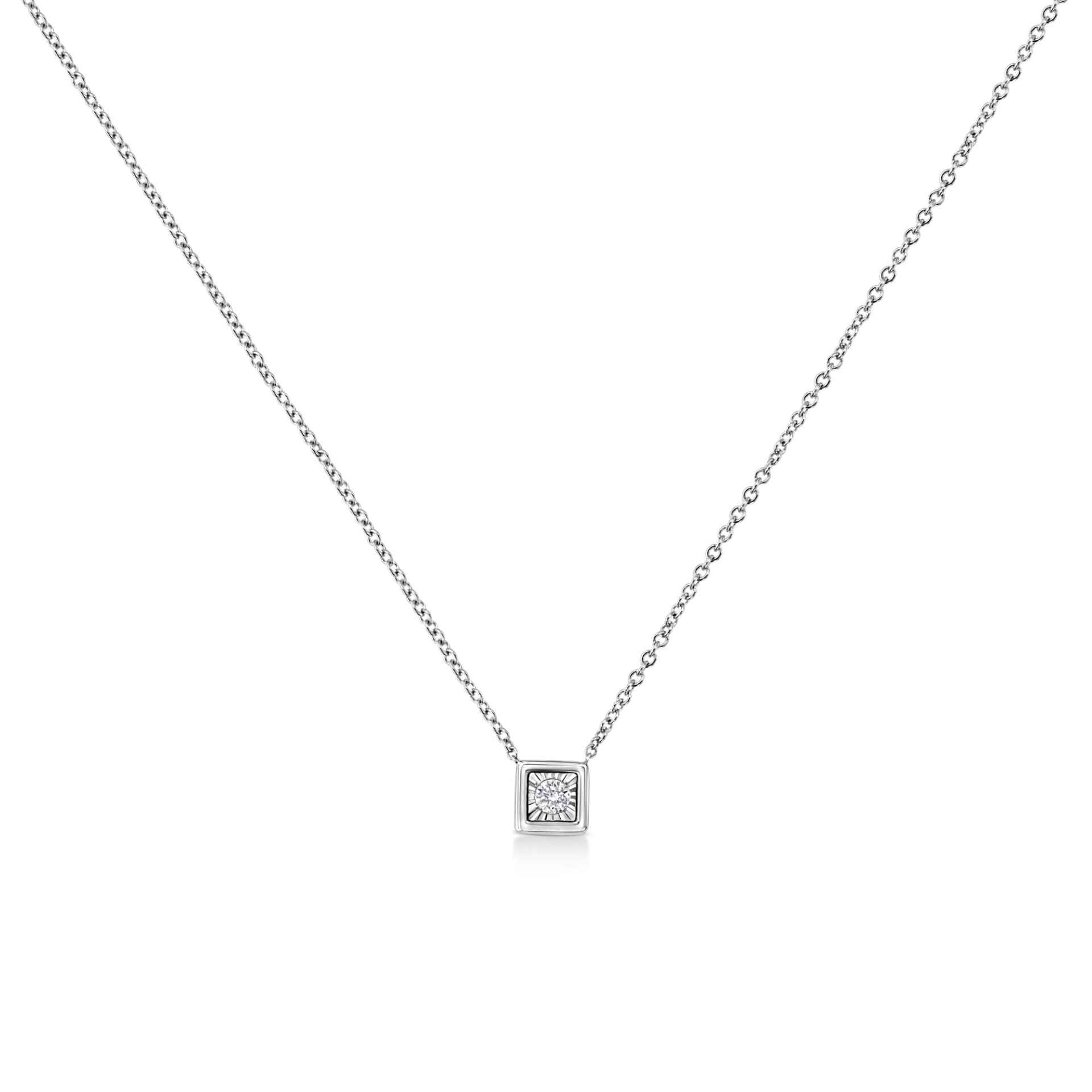 10K White Gold 1/10 Cttw Diamond Pendant Necklace - Miracle Set Round-Cut Diamond, 18" Chain, Various Shapes