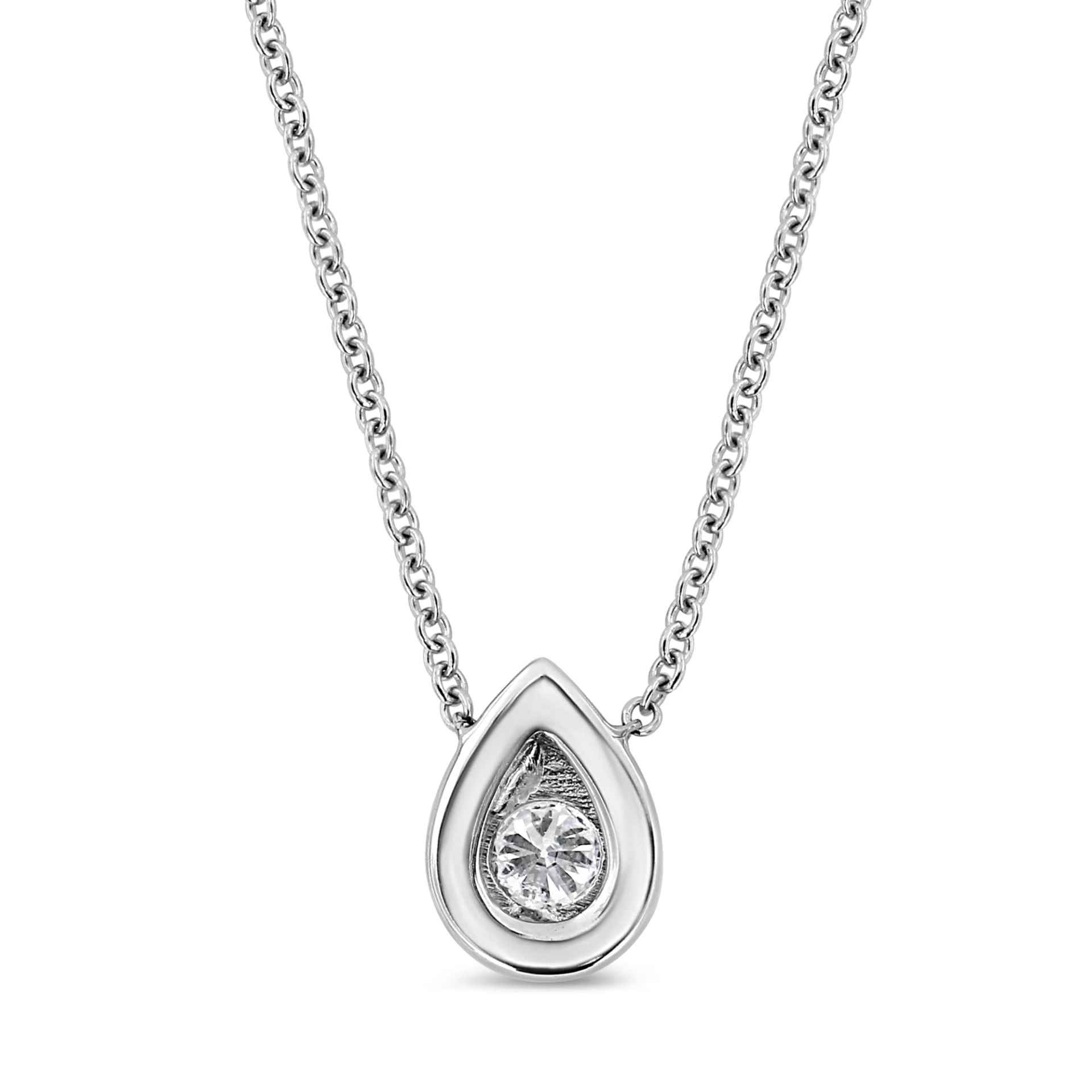 10K White Gold 1/10 Cttw Diamond Pendant Necklace - Miracle Set Round-Cut Diamond, 18" Chain, Various Shapes