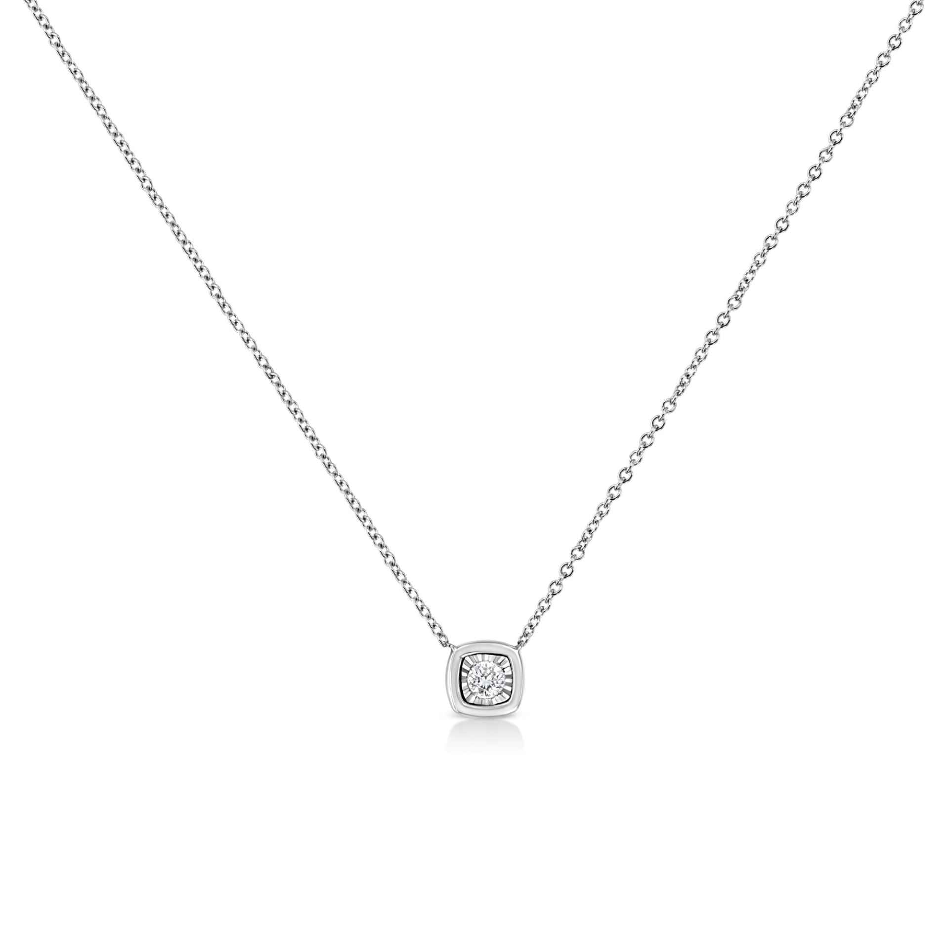 10K White Gold 1/10 Cttw Diamond Pendant Necklace - Miracle Set Round-Cut Diamond, 18" Chain, Various Shapes