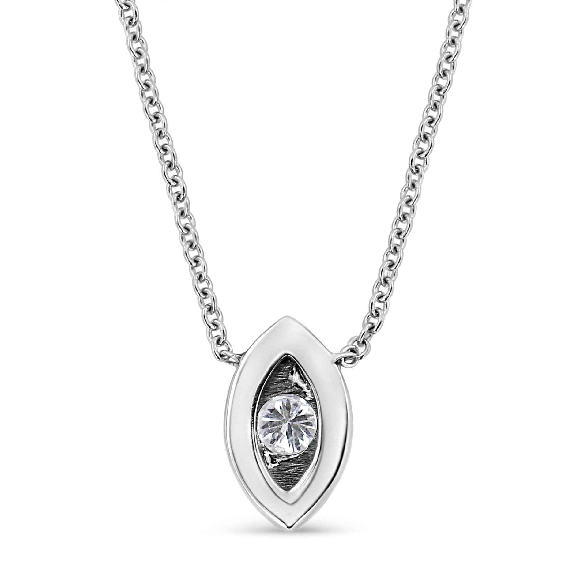 10K White Gold 1/10 Cttw Diamond Pendant Necklace - Miracle Set Round-Cut Diamond, 18" Chain, Various Shapes