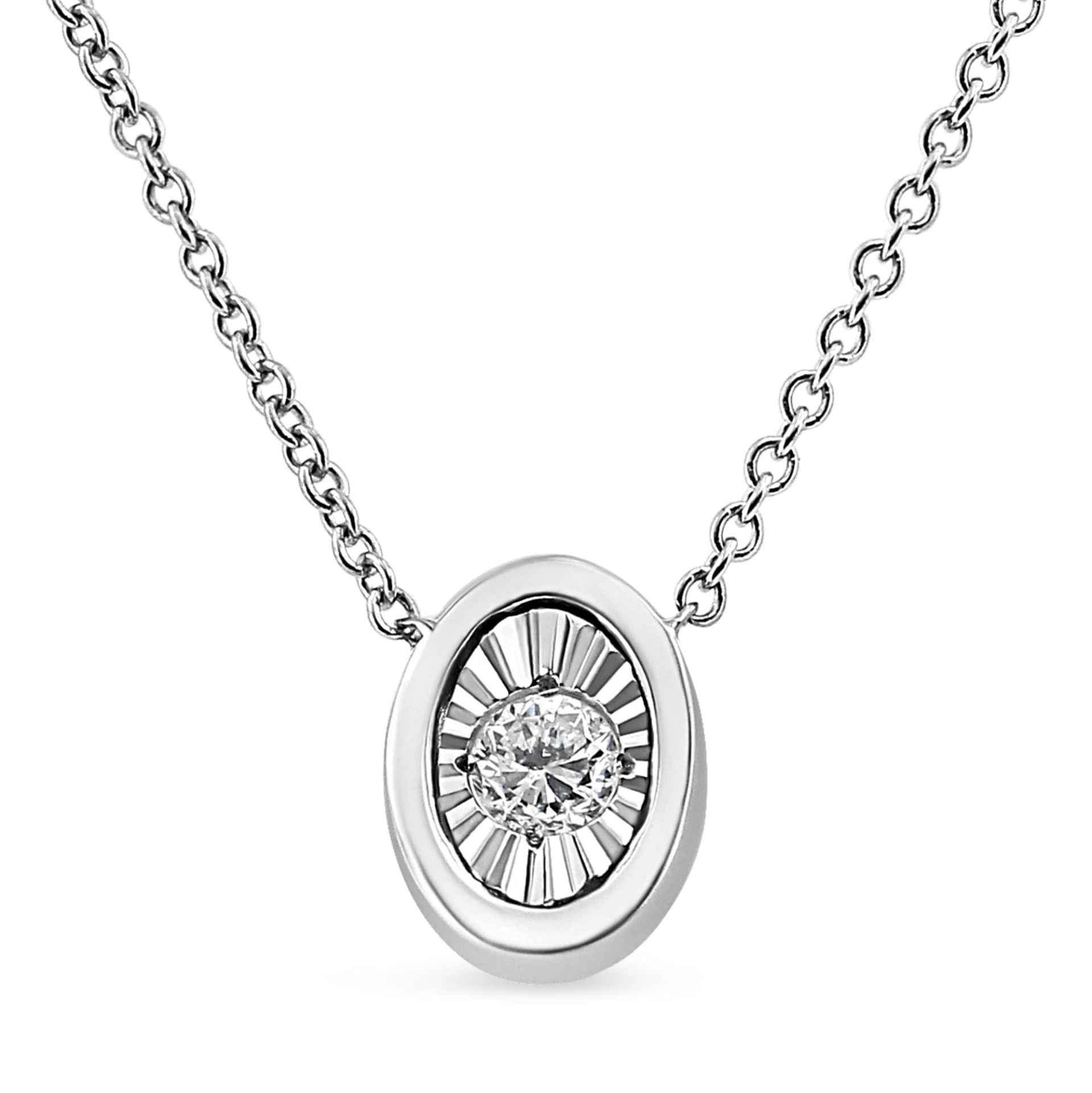 10K White Gold 1/10 Cttw Diamond Pendant Necklace - Miracle Set Round-Cut Diamond, 18" Chain, Various Shapes