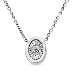 10K White Gold 1/10 Cttw Diamond Pendant Necklace - Miracle Set Round-Cut Diamond, 18" Chain, Various Shapes