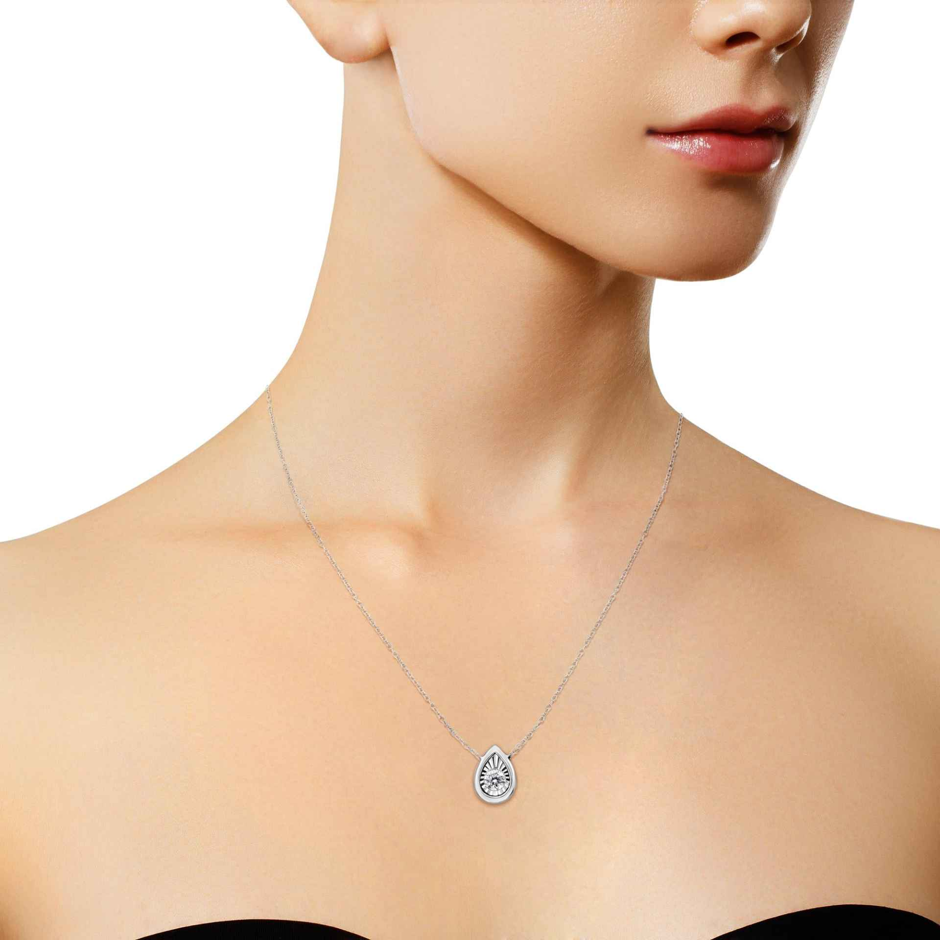 10K White Gold 1/10 Cttw Diamond Pendant Necklace - Miracle Set Round-Cut Diamond, 18" Chain, Various Shapes