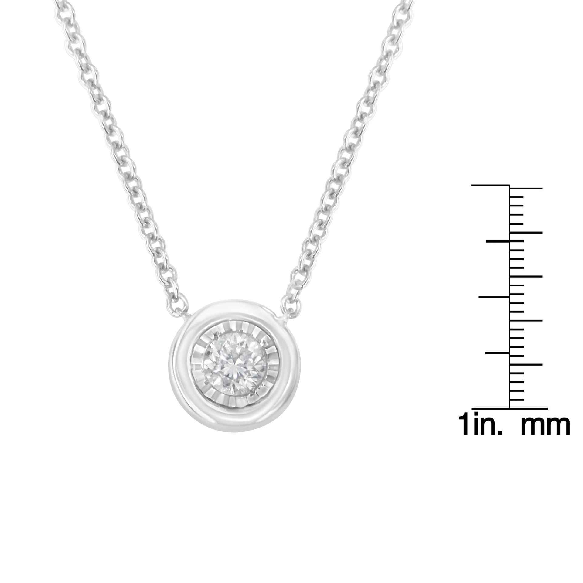 10K White Gold 1/10 Cttw Diamond Pendant Necklace - Miracle Set Round-Cut Diamond, 18" Chain, Various Shapes