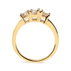 10K Yellow Gold 1.00 Cttw Champagne Diamond 3-Stone Band Ring - Luxurious and Timeless Jewelry - Sable Gold