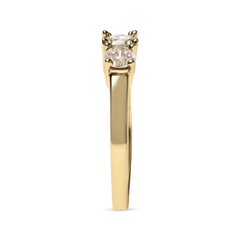 10K Yellow Gold 1.00 Cttw Champagne Diamond 3-Stone Band Ring - Luxurious and Timeless Jewelry - Sable Gold