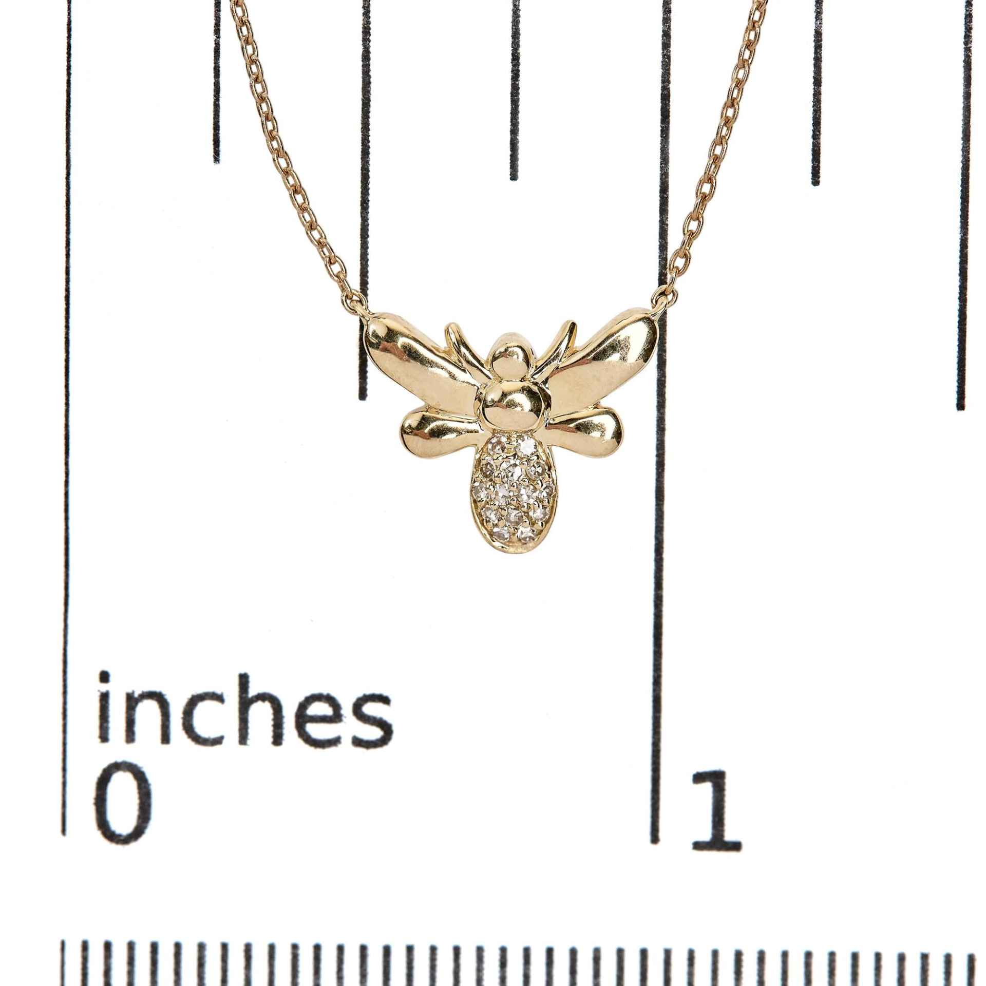 Exquisite 10K Yellow Gold Diamond Accented Bumble Bee Pendant Necklace, 18" Chain | H-I Color, I1-I2 Clarity