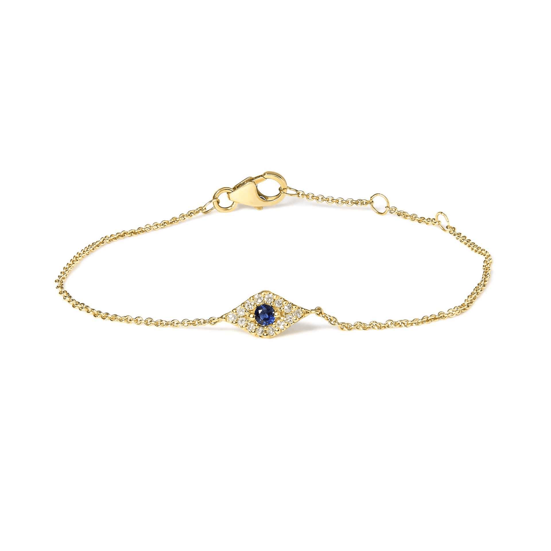 10k Gold Blue Sapphire and Diamond Evil Eye Bracelet - Size 7 - Sable Gold