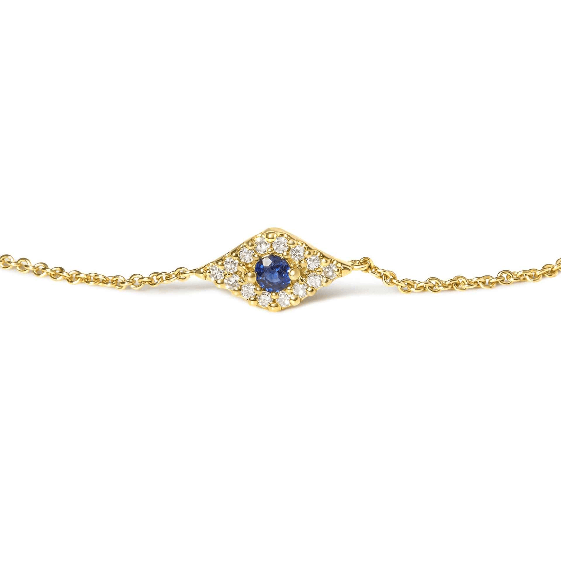 10k Gold Blue Sapphire and Diamond Evil Eye Bracelet - Size 7 - Sable Gold