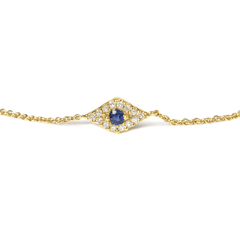 10k Gold Blue Sapphire and Diamond Evil Eye Bracelet - Size 7 - Sable Gold