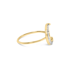 10K Yellow Gold Diamond Crescent Moon Ring - Celestial Charm and Timeless Grace - Sable Gold