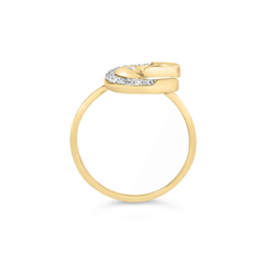 10K Yellow Gold Diamond Crescent Moon Ring - Celestial Charm and Timeless Grace - Sable Gold