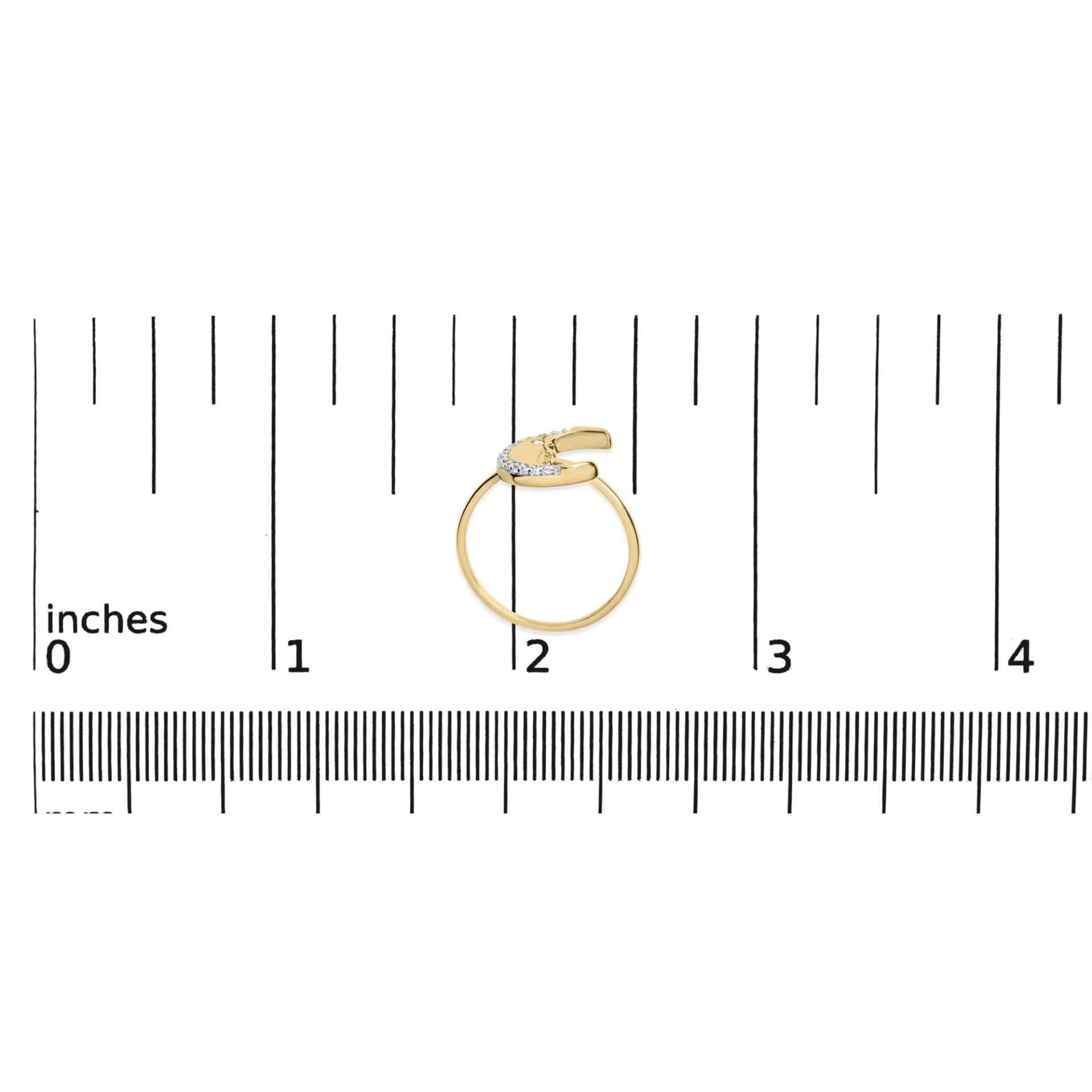 10K Yellow Gold Diamond Crescent Moon Ring - Celestial Charm and Timeless Grace - Sable Gold