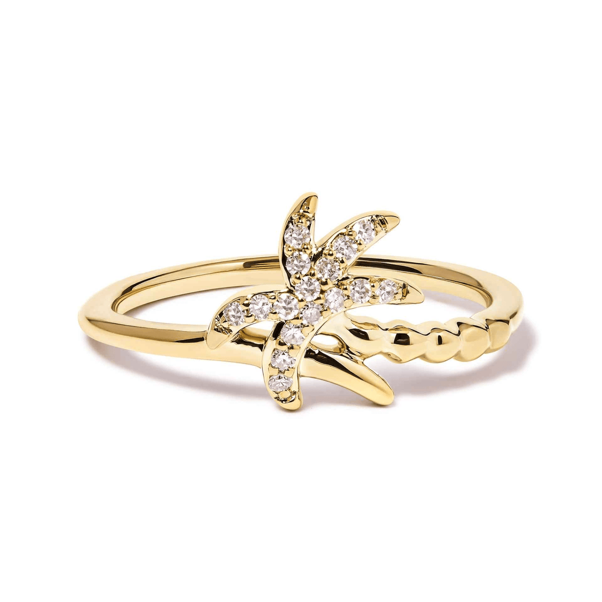 10K Yellow Gold 0.10 Cttw Diamond Palm Tree Cocktail Ring - Sable Gold