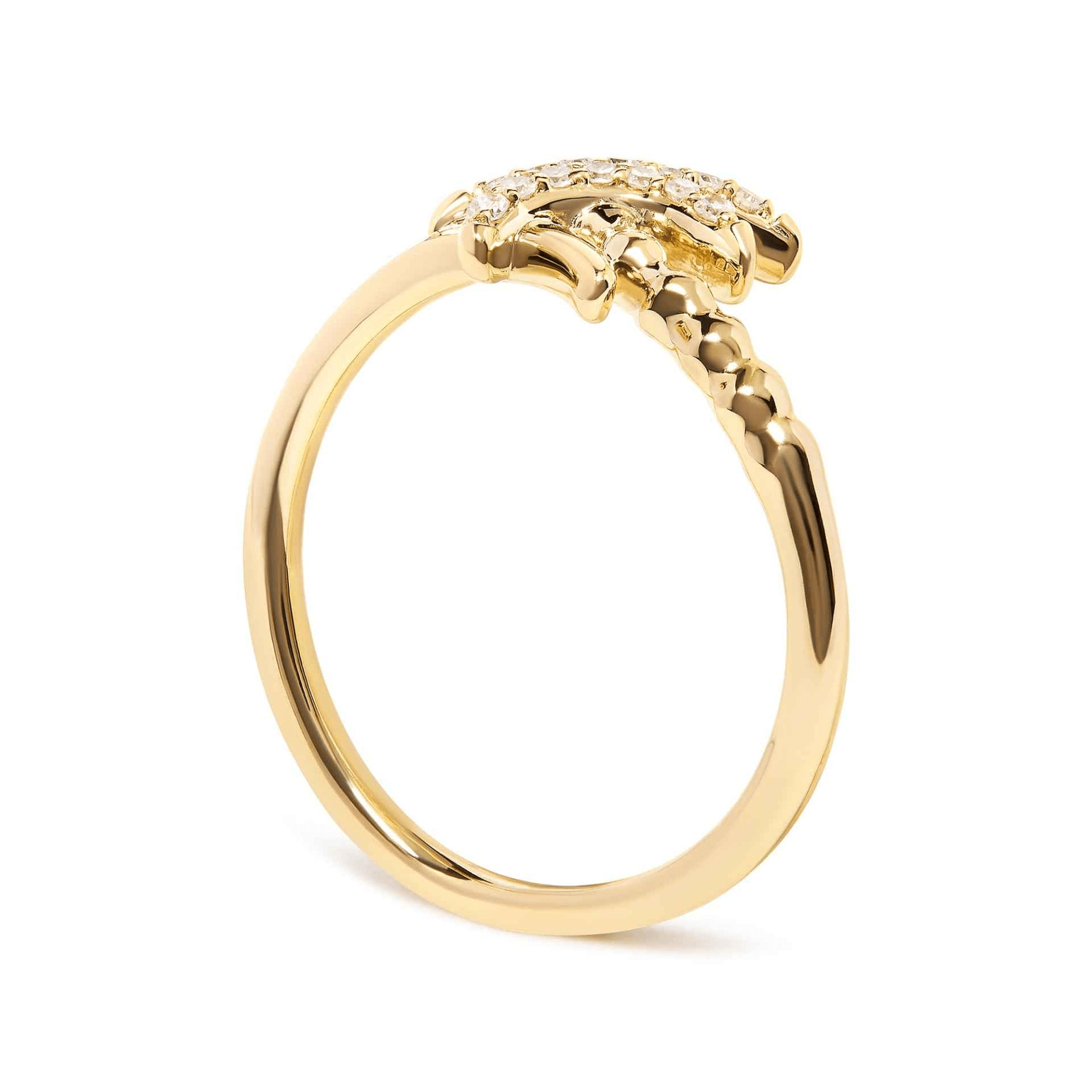 10K Yellow Gold 0.10 Cttw Diamond Palm Tree Cocktail Ring - Sable Gold