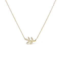 10K Yellow Gold Diamond Leaf Pendant Necklace (1/10 Cttw) – 18"