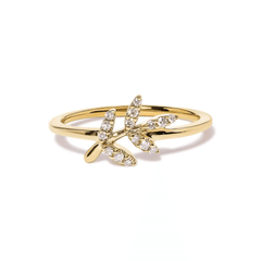 10K Yellow Gold 1/10 Cttw Diamond Leaf and Branch Ring (H-I Color, I1-I2 Clarity) - Sable Gold