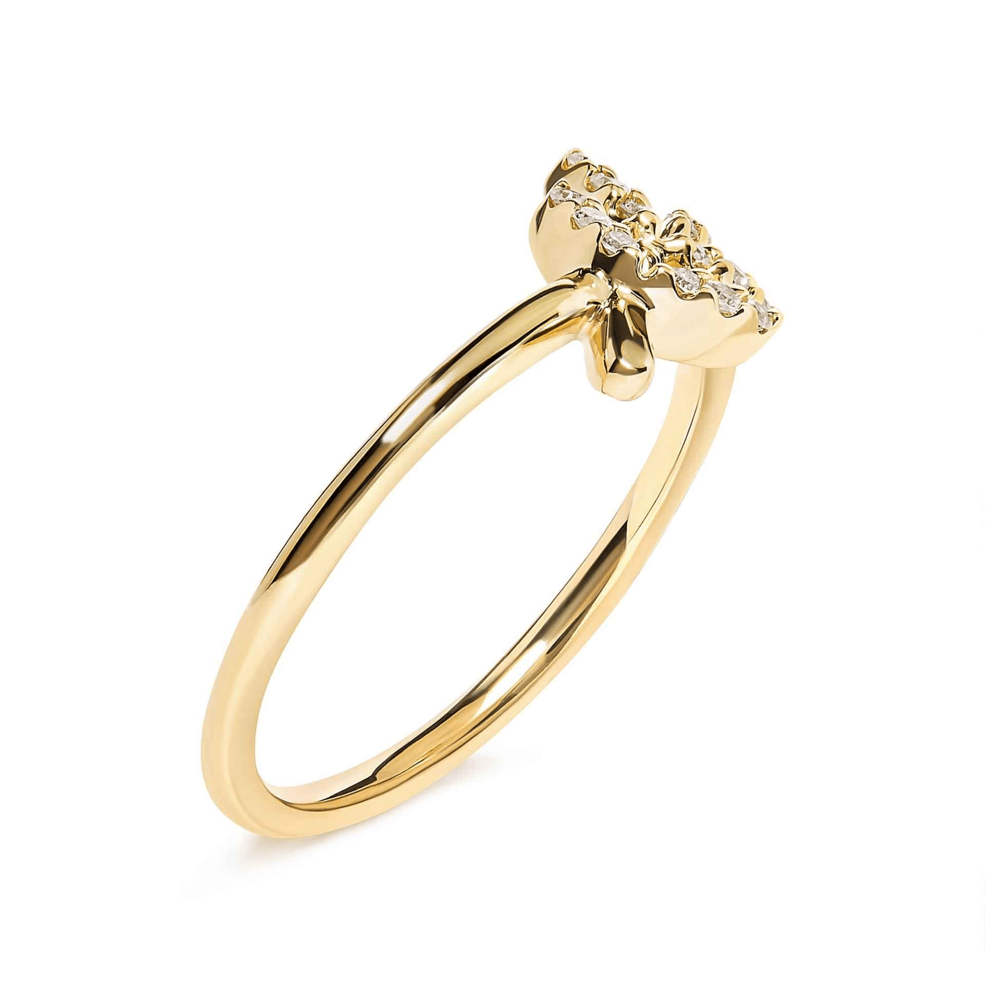 10K Yellow Gold 1/10 Cttw Diamond Leaf and Branch Ring (H-I Color, I1-I2 Clarity) - Sable Gold