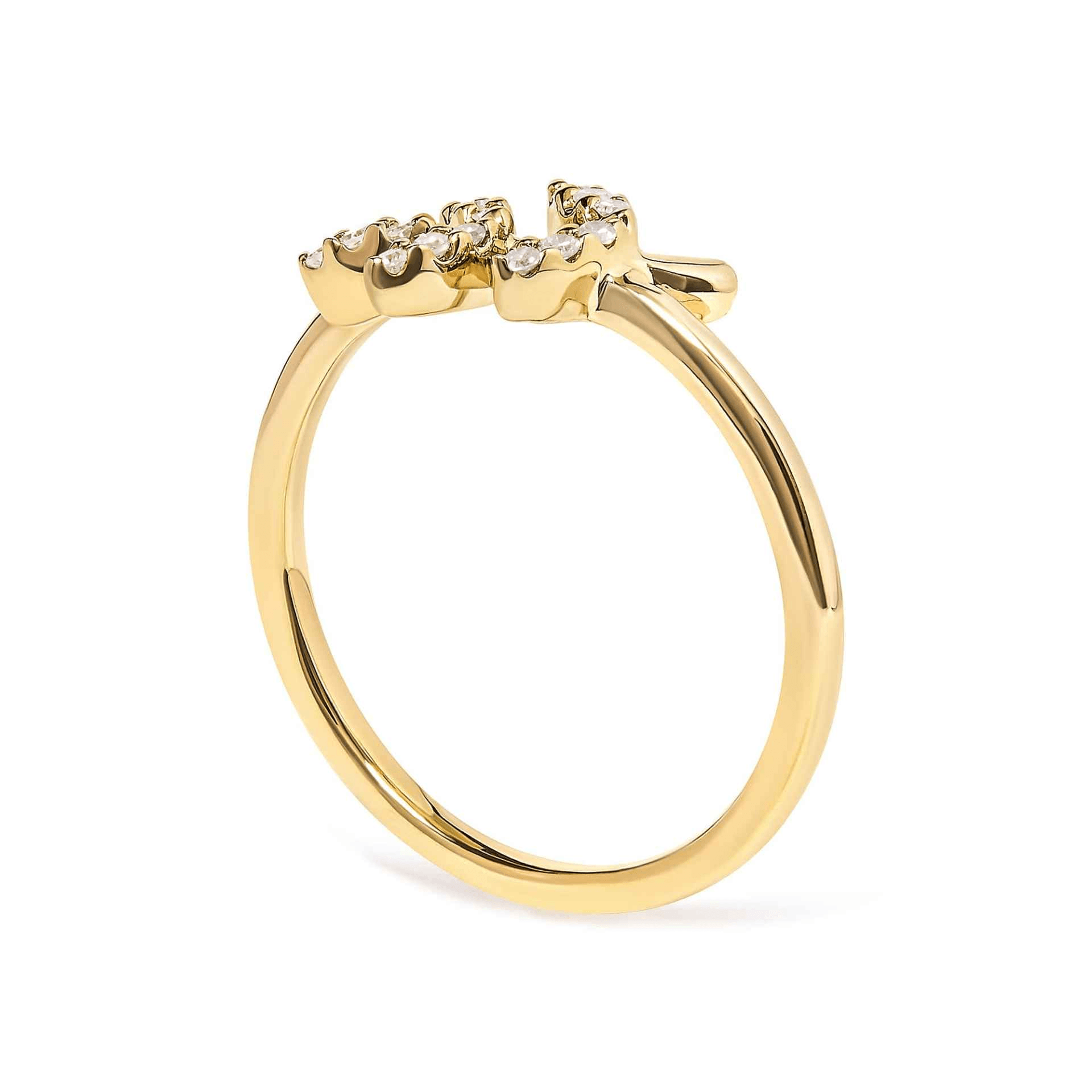 10K Yellow Gold 1/10 Cttw Diamond Leaf and Branch Ring (H-I Color, I1-I2 Clarity) - Sable Gold