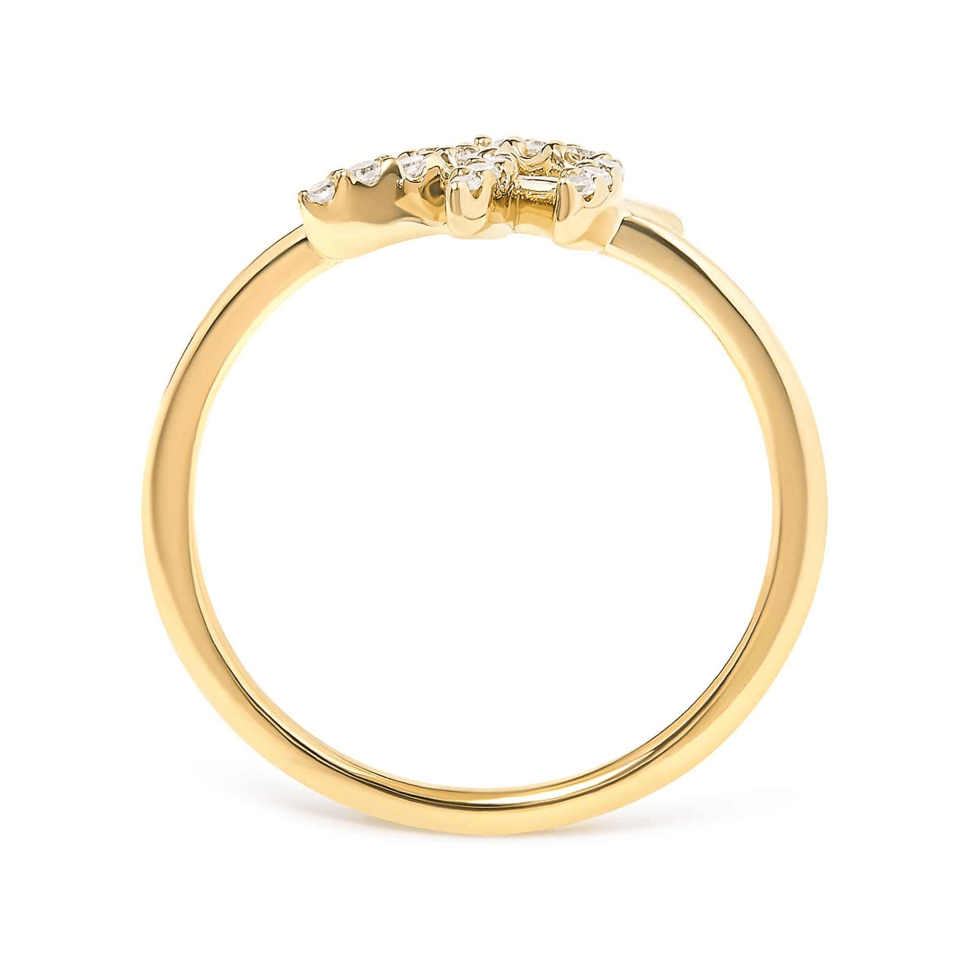 10K Yellow Gold 1/10 Cttw Diamond Leaf and Branch Ring (H-I Color, I1-I2 Clarity) - Sable Gold