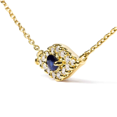 10k Gold Blue Sapphire and Diamond Evil Eye Pendant Necklace, 18"