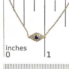 10k Gold Blue Sapphire and Diamond Evil Eye Pendant Necklace, 18"